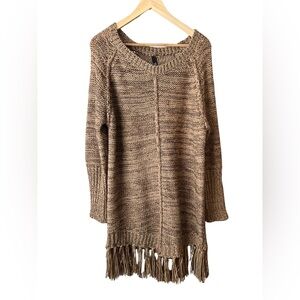 Knit Tunic Sweater with Fringe
